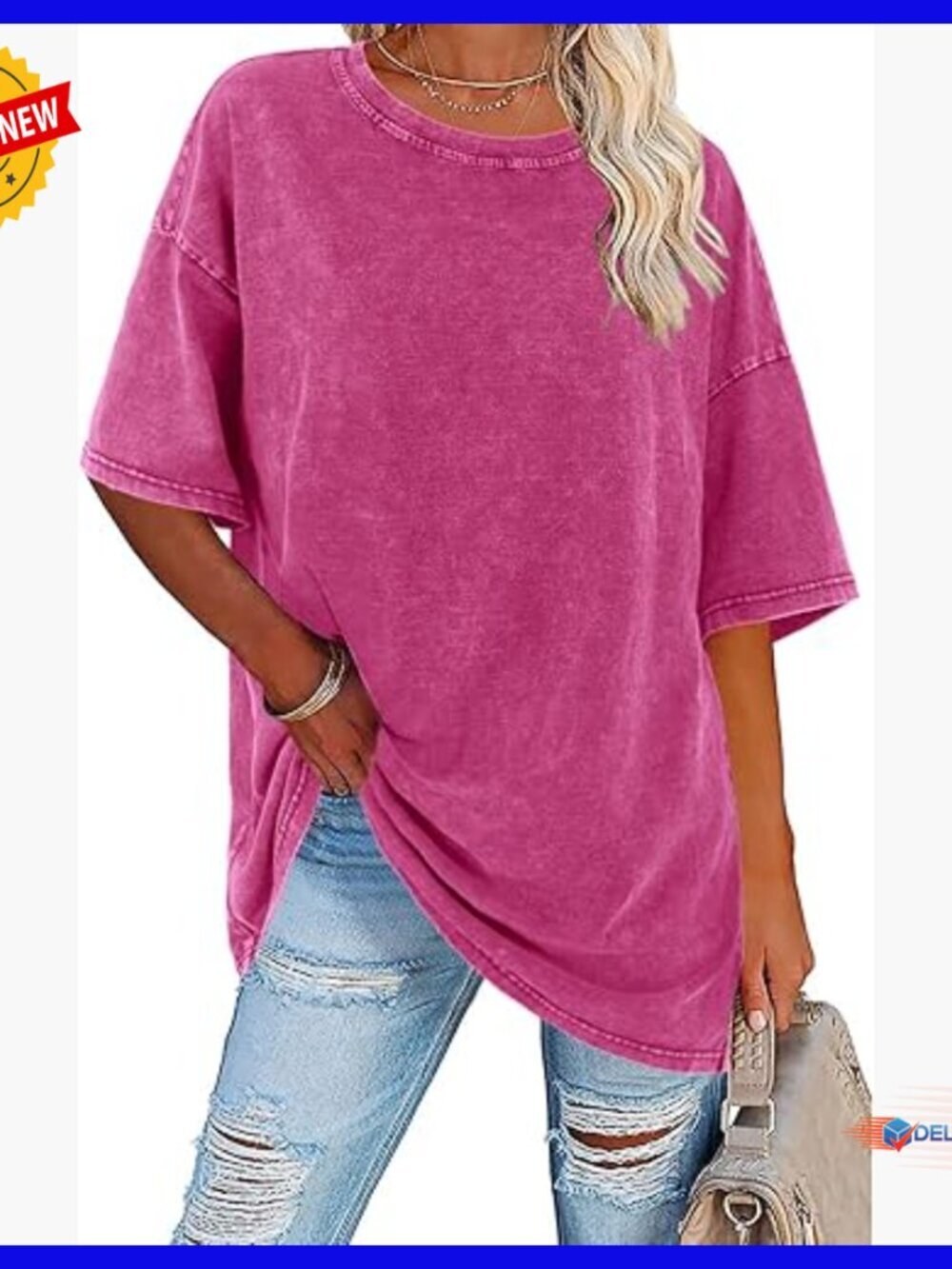 Oversized Cotton T-Shirt Loose Fit Vintage Washed Summer Tunic Top